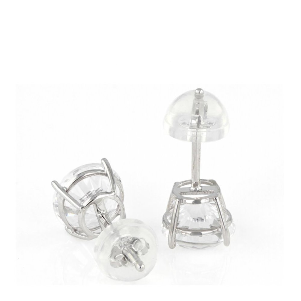 White Lab Created Sapphire 2.40ctw Rhodium Over 10k White Gold Earrings - Picture 3 of 3